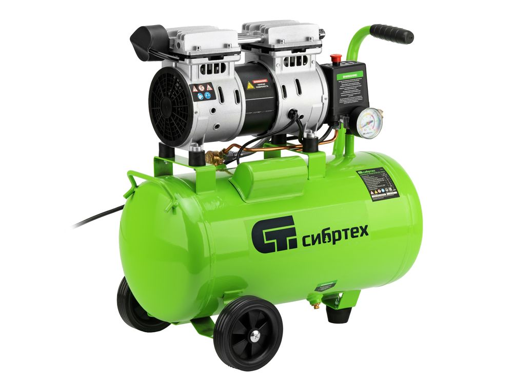 Компрессор безмаслянный малошумный МБ 1100/24,1100 Вт, 24 л, 170 л/мин