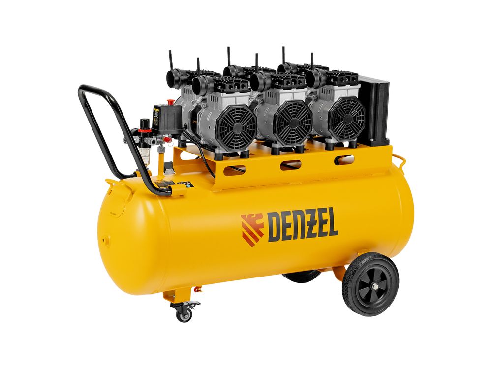 Компрессор безмасляный, малошумный DLS 3300/100, 3300 Вт,3x1100, 100 л, 570 л/мин ,блок управления