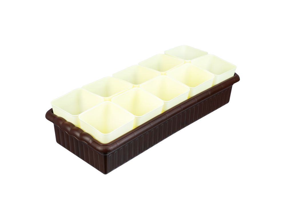 Набор для рассады, поддон 444х185х82 мм, 10 горшочков по 460 мл. с выдвижным дном