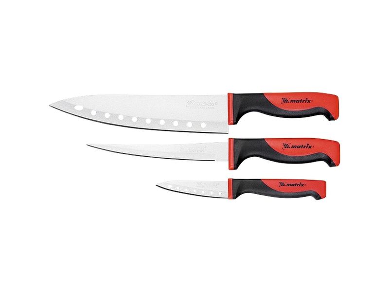 Набор ножей поварских "SILVER TEFLON", тефл. покр., 200 мм, 160 мм, 80 мм, 3 шт., KITCHEN