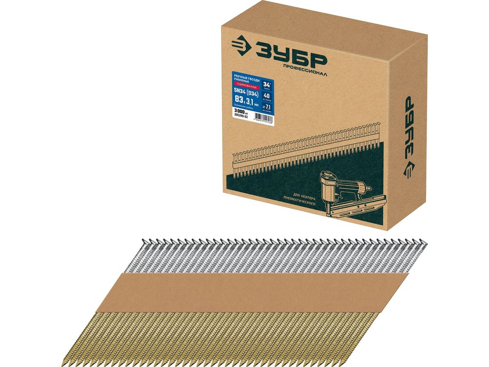 Реечные гвозди рифленые оцинкованные, SN34 (D34) 83 х 3.1 мм, 3000 шт