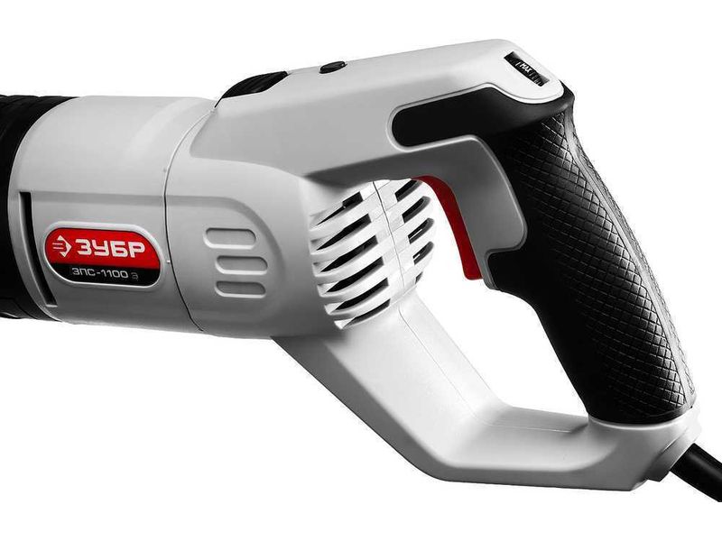 Пила сабельная (электроножовка), ЗУБР ЗПС-1100 Э, 1100 Вт, 800-2700 ход/мин, рез 230 мм (дерево), 20 мм (сталь), ход штока 29 мм